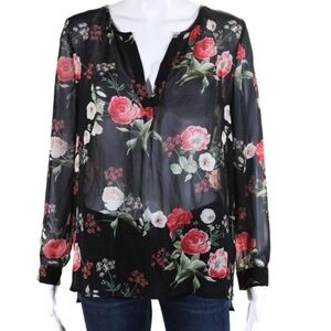 Joie Women’s Black Red Floral Top Blouse Size Small